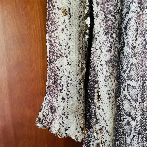Dress the Population Emery Dress Python Gold Sequin Sheath Long Sleeve Size 3X - Picture 5 of 10
